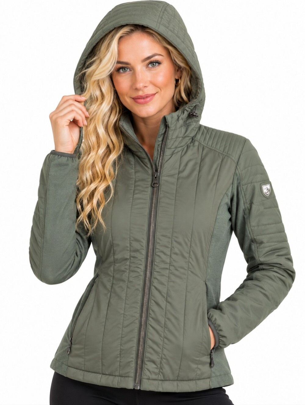 KÜHL Wildkard Hybrid Insulated Jacket Women Medium Green Primaloft Hooded EUC
